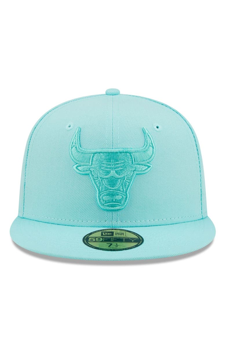 New Era Men's New Era Turquoise Chicago Bulls Color Pack 59FIFTY Fitted Hat, Alternate, color,