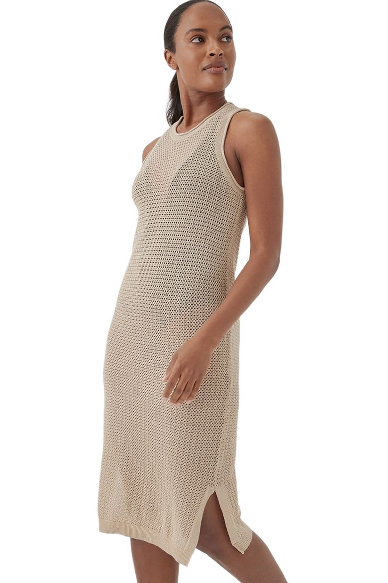 Beachside Linen Crochet Cover-Up Made with Organic Cotton, Alternate, color, Sandshell