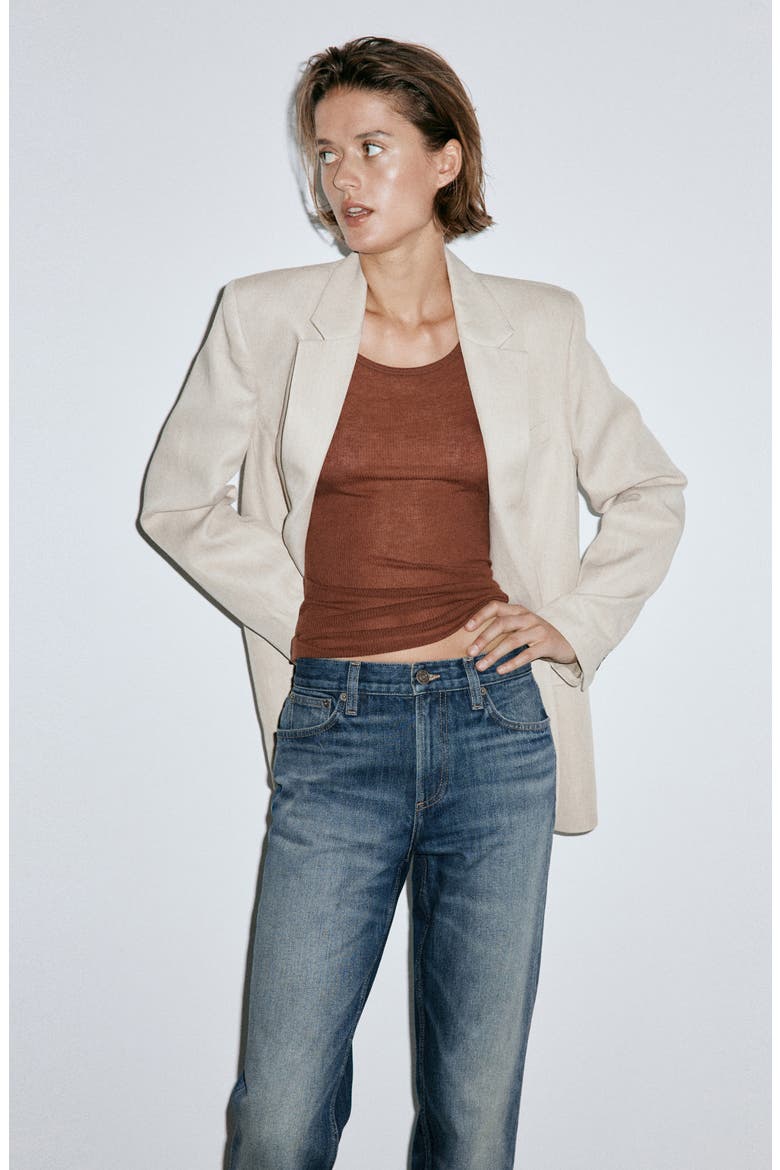 Mid Rise Straight Leg Jeans, Alternate, color, DARK BLUE