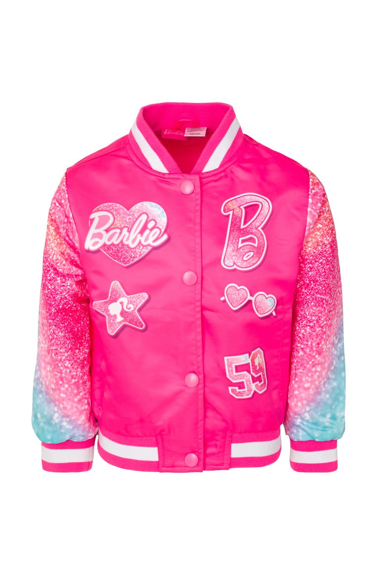 Varsity Bomber Jacket, Main, color, Pink Blue Ombre