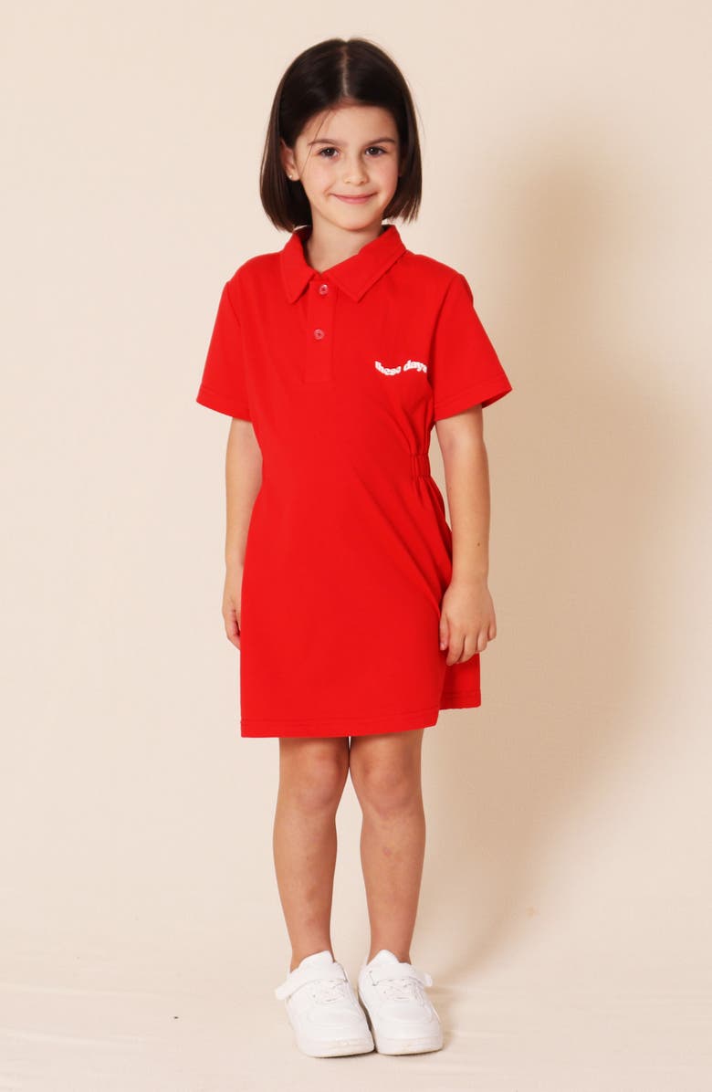 TINY TRIBE Kids' These Days Cotton Graphic Polo Dress, Alternate, color, Red