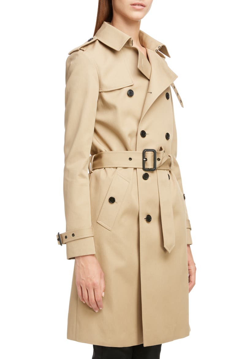 Double Breasted Gabardine Trench Coat, Alternate, color, SABLE