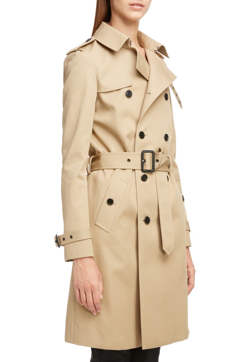Saint Laurent Double Breasted Gabardine Trench Coat, Alternate, color, 