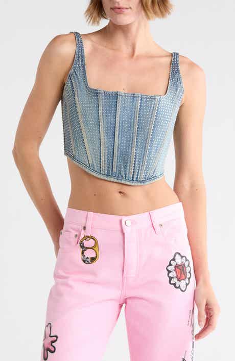 Crystal Denim Corset Top