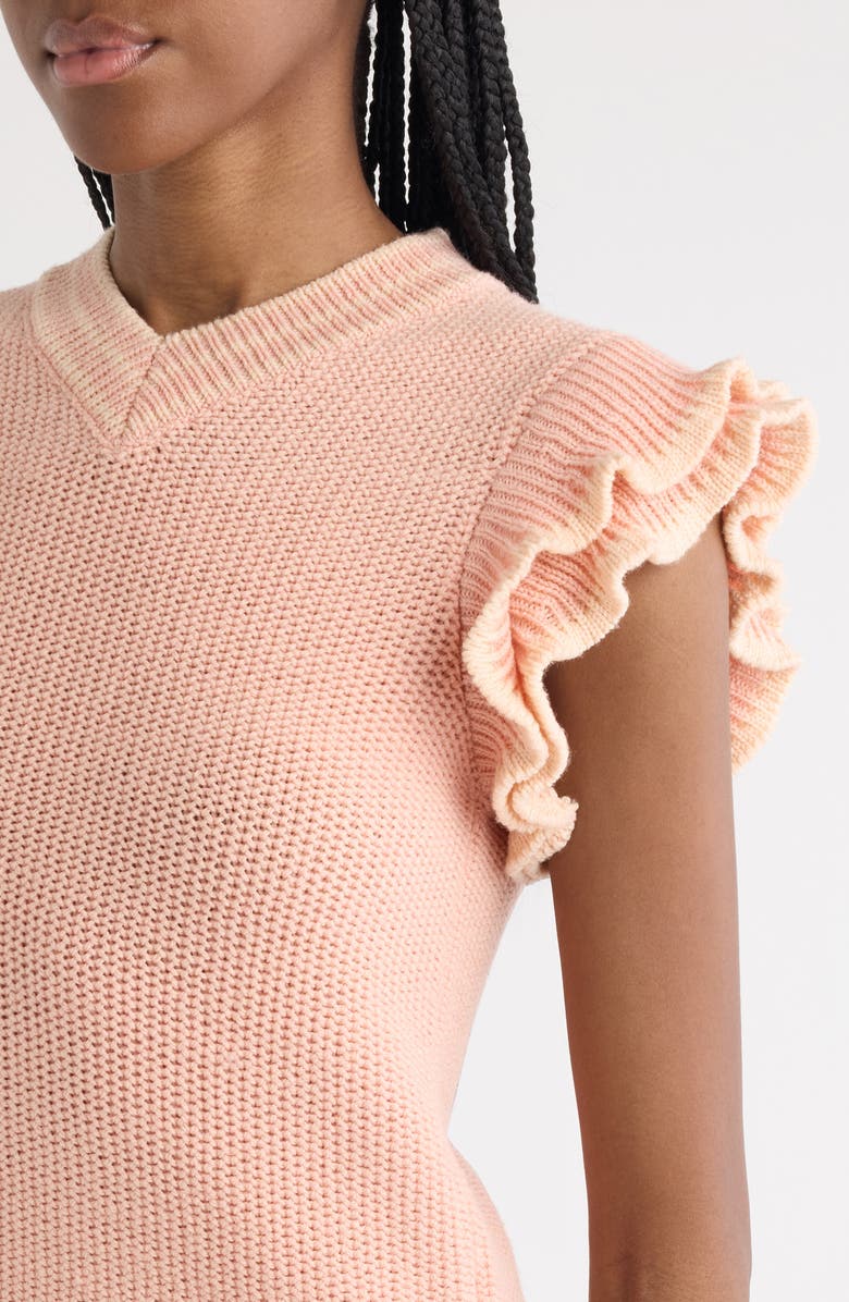 Chloé Tipped Ruffle Sleeve Sweater, Alternate, color, 