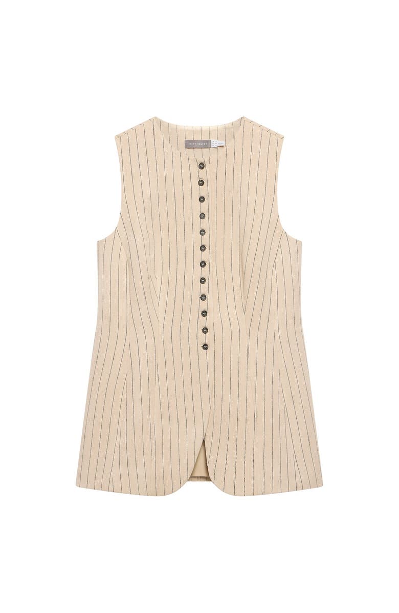 MINT VELVET Pinstripe Longline Waistcoat, Alternate, color, Camel