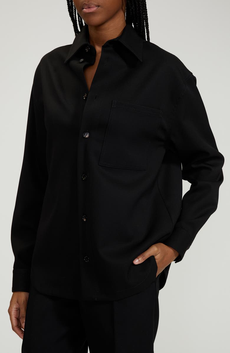 Bottega Veneta Oversize Grain de Poudre Stretch Wool Shirt, Alternate, color, 