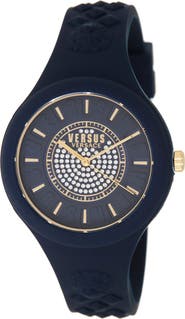 VERSUS Versace Versace Crystal Pavé Silicone Strap Watch, 39mm & Zip Case