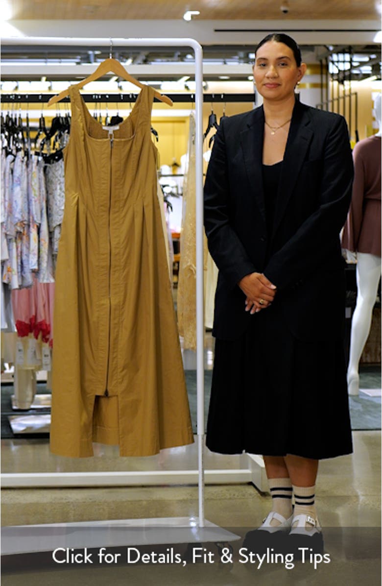 Pleated Zip Cotton Midi Dress, sales video thumbnail
