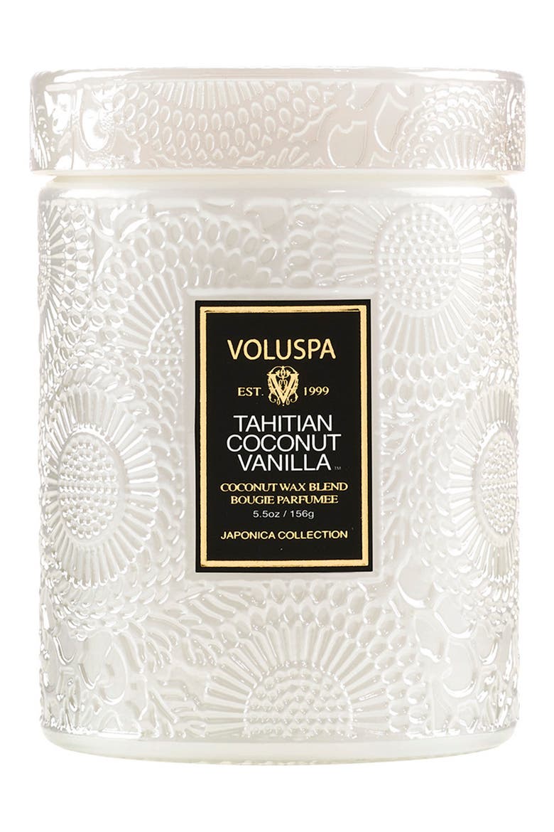 Tahitian Coconut Vanilla Small Jar Candle, Main, color, WHITE