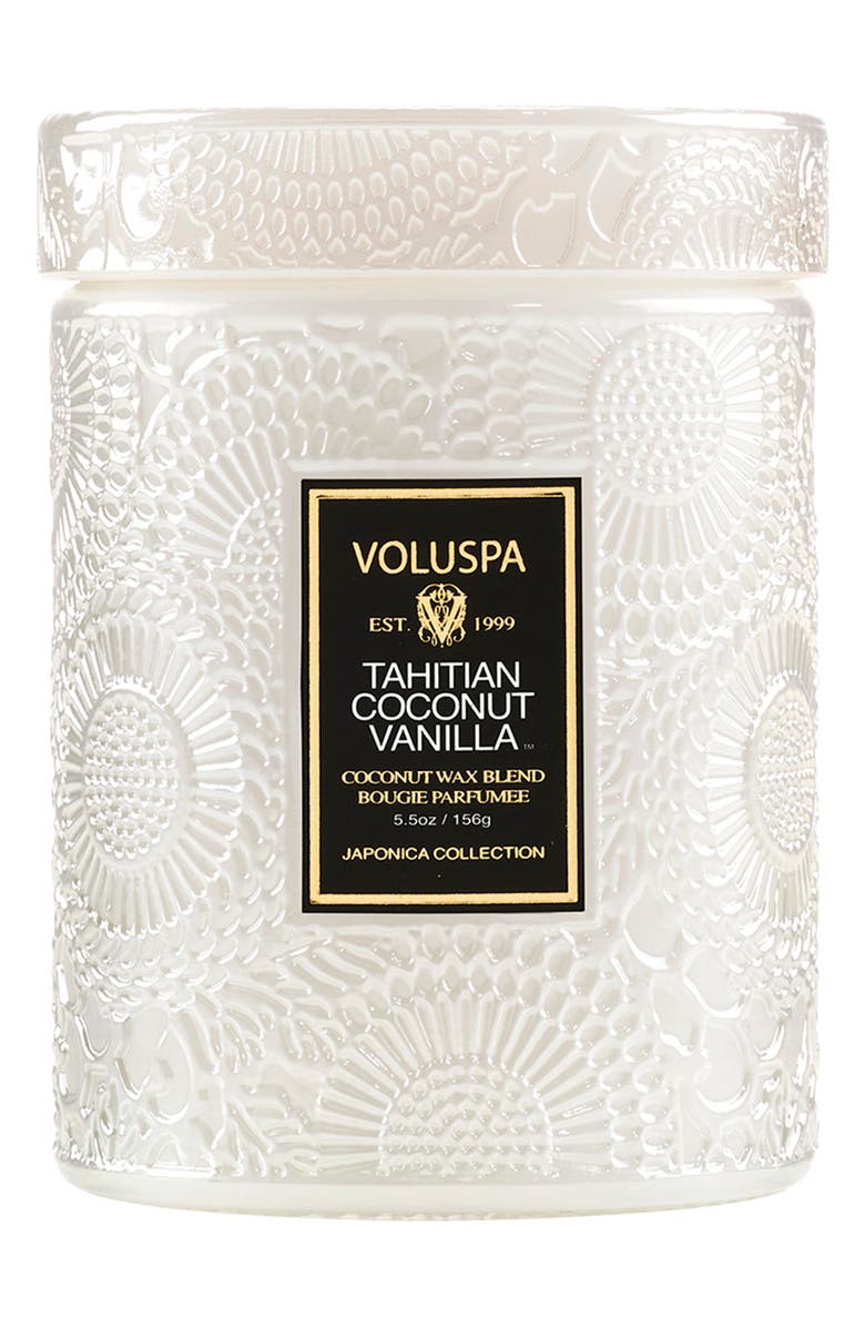 Voluspa Tahitian Coconut Vanilla Small Jar Candle, Main, color, White