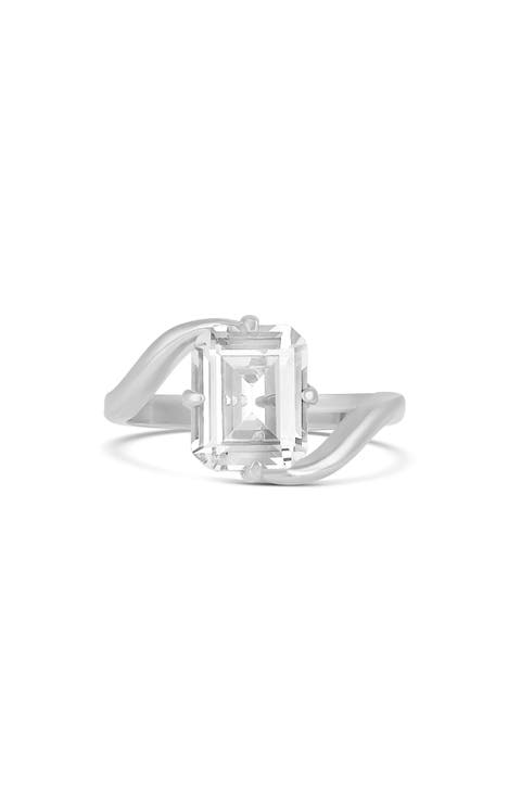 Floating Emerald Cut Cubic Zirconia Cocktail Ring