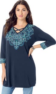 Roaman's Criss Cross Ultra Drape Swing Tunic
