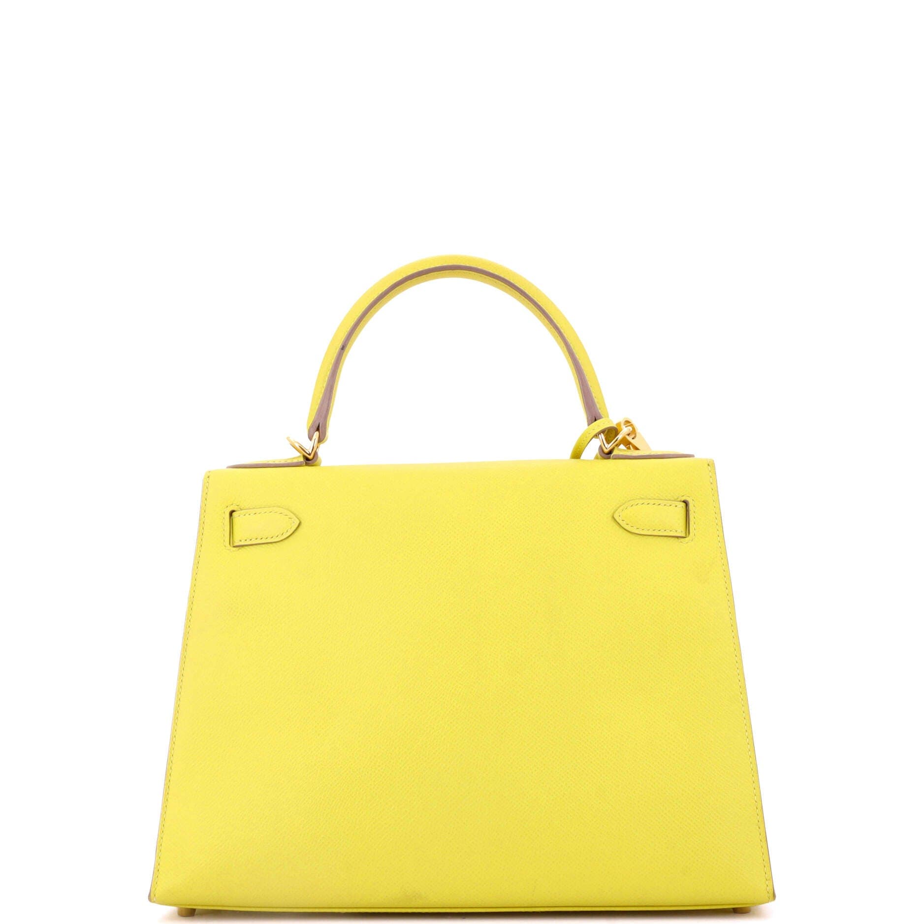 Pre-Owned Hermes Kelly Handbag Yellow Epsom with Gold Hardware 28, Alternate, color, Lime