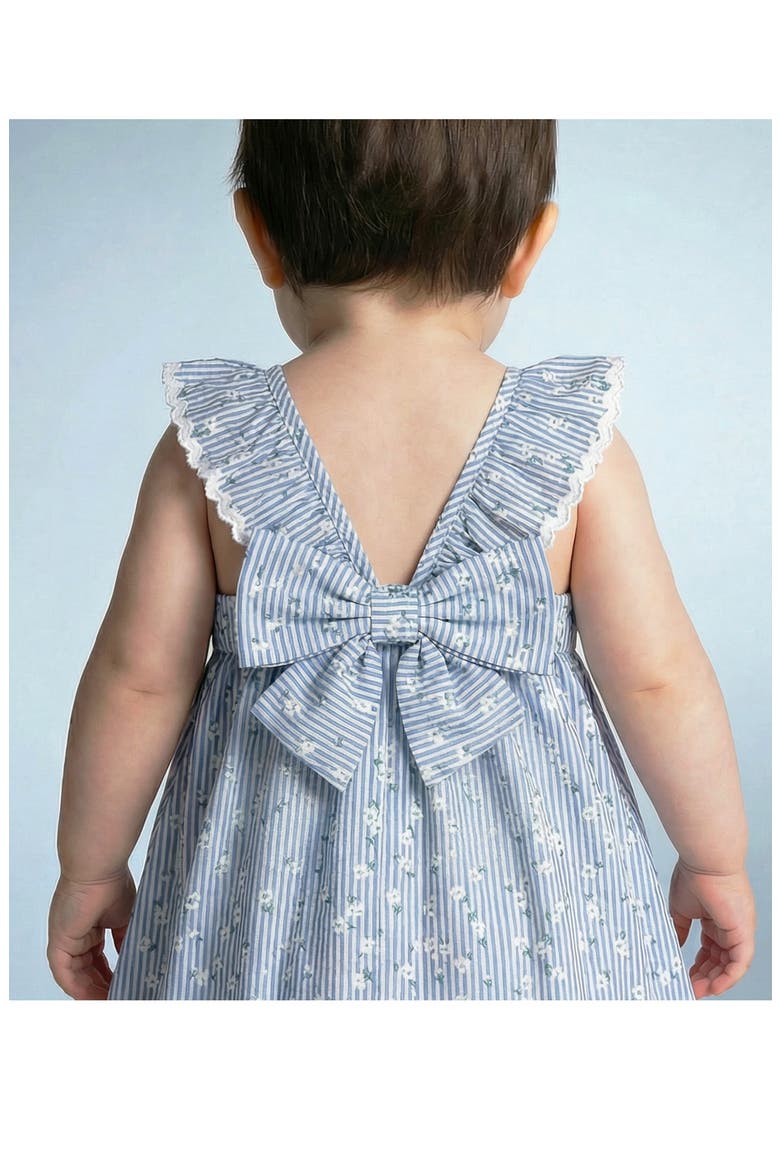 Larkin Daisy Stripe Sundress & Bloomers Set, Alternate, color, BLUE/ WHITE