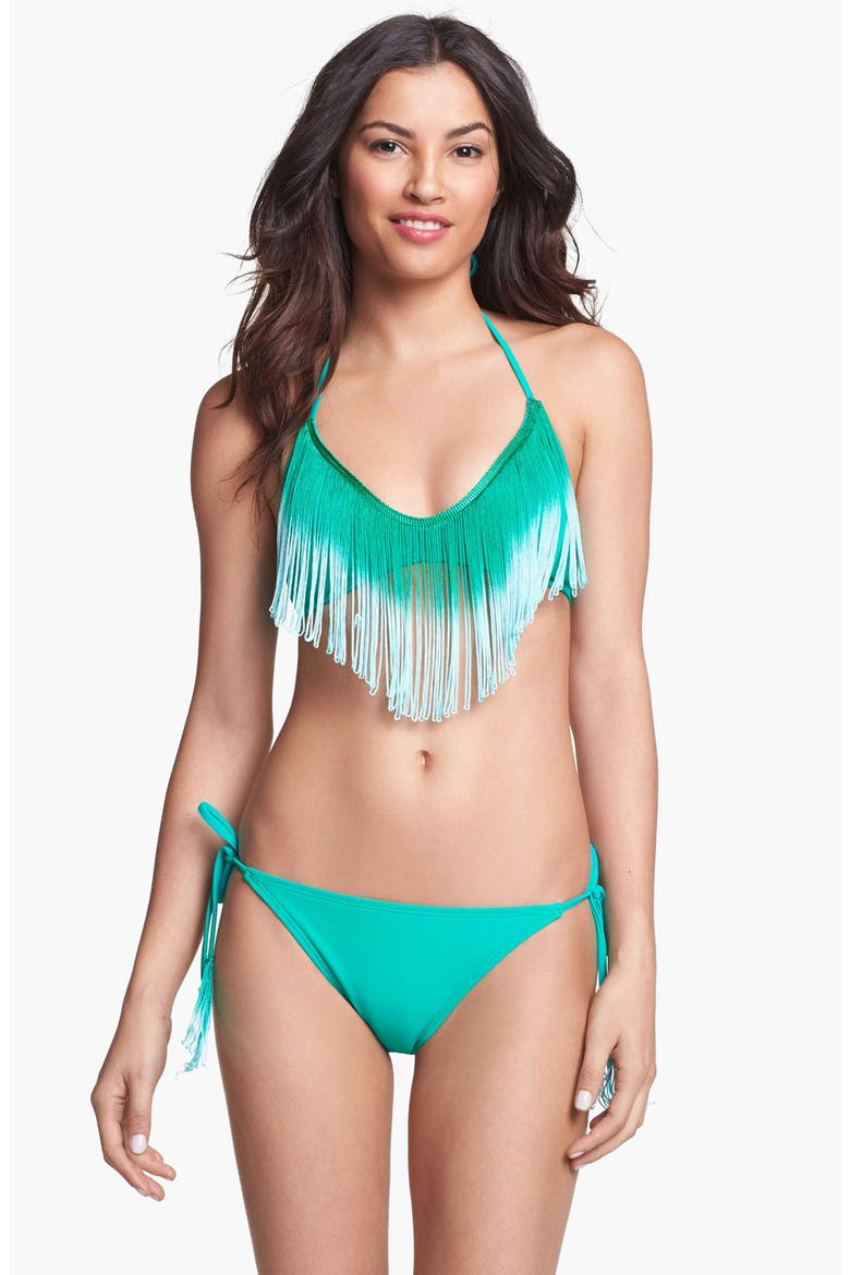 Fringed Bikini Top, Alternate, color, EMERALDINE