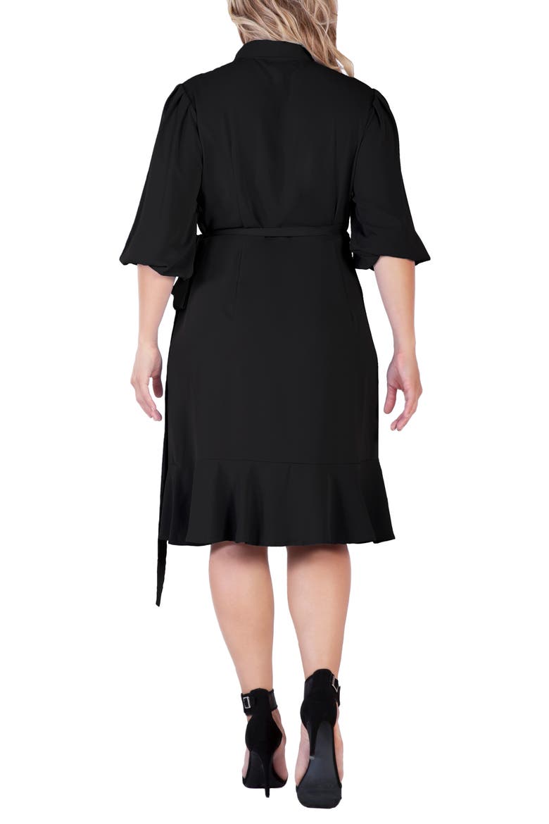 Kylie Ruffle Wrap Dress, Alternate, color, BLACK