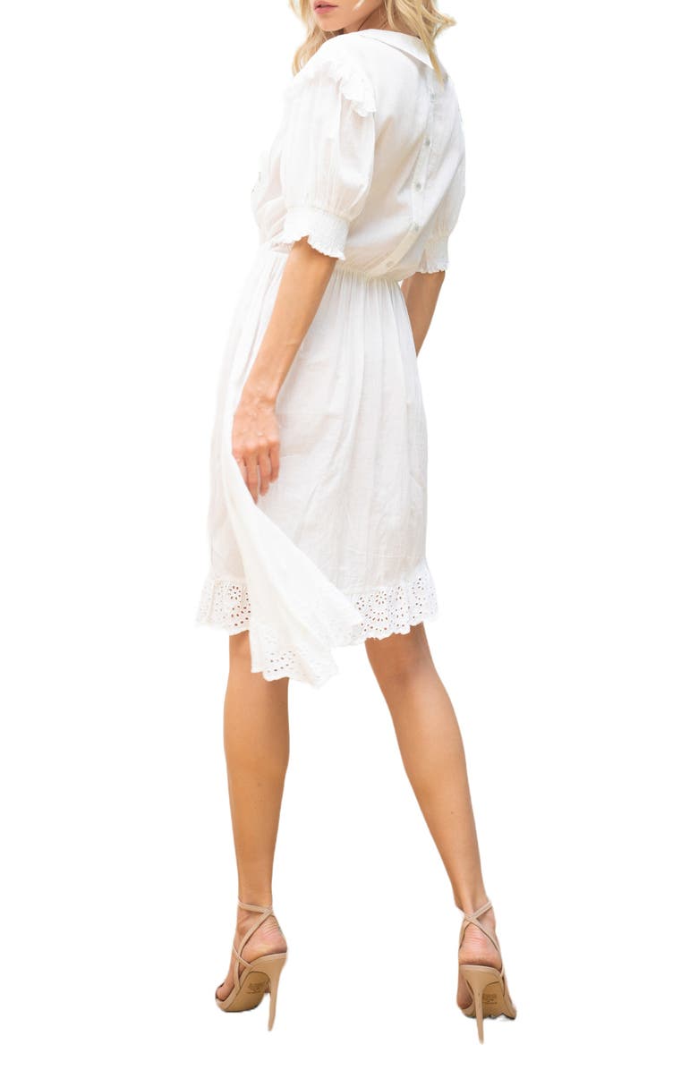 BAROK PARIS Peter Pan Collar Tie Waist Eyelet Dress, Alternate, color,