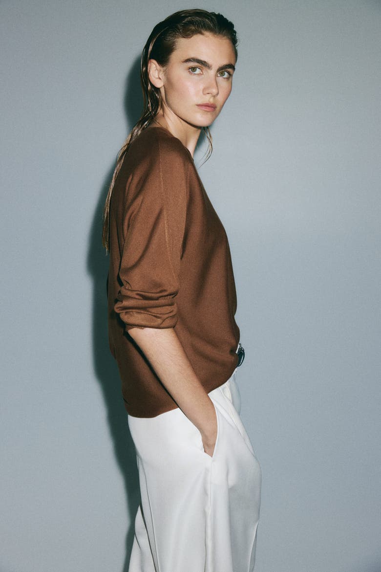 Off-The-Shoulder Sweater, Alternate, color, Brown