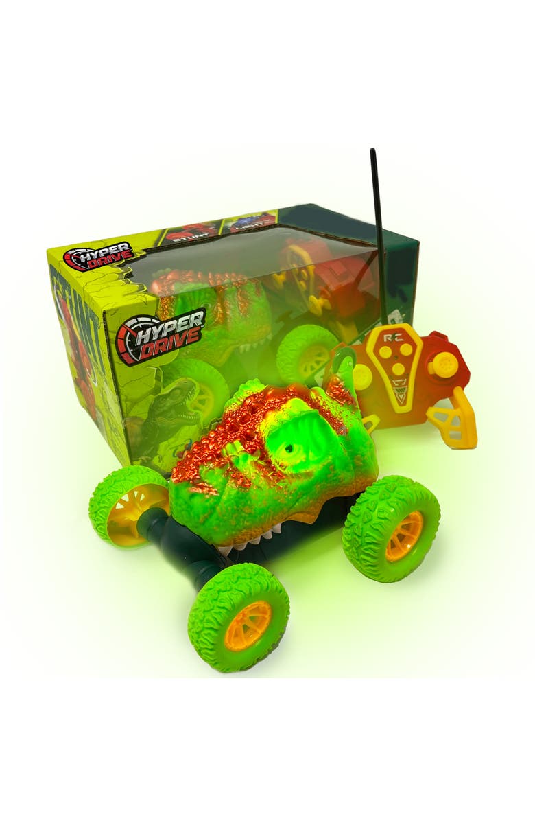 Hyper Drive RC Light Up Dino, Green Remote Control Stunt Dinosaur for Kids 5+, Main, color, 