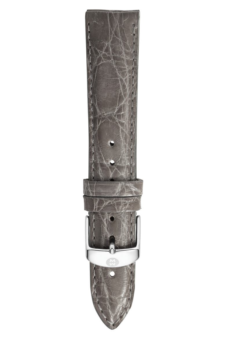 18mm Crocodile Leather Watch Strap, Alternate, color, GREY CROCODILE