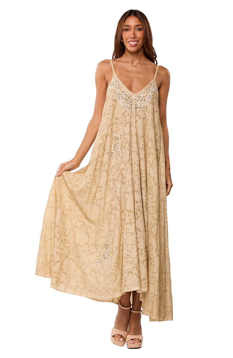 RANEES Embroidered Cover-Up Dress, Alternate, color, Beige