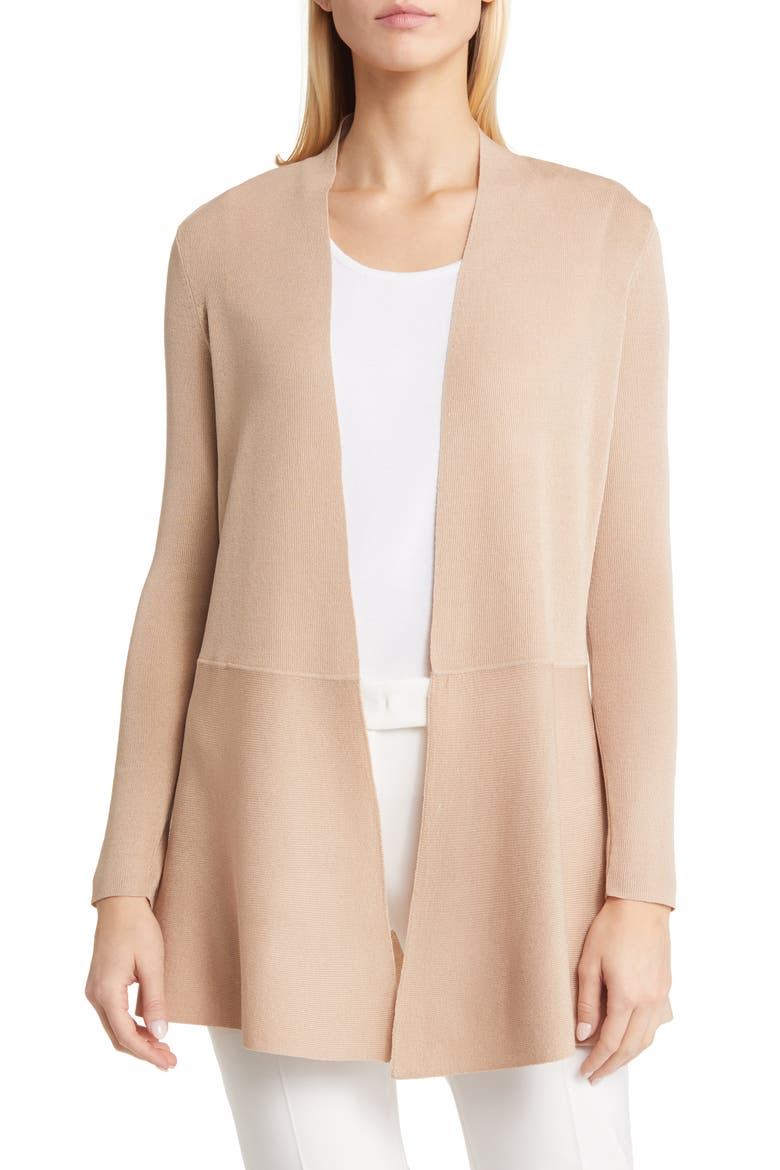 Peplum Long Cardigan, Main, color, LATTE