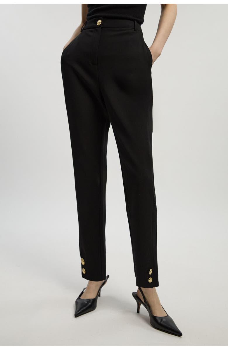 Karen Millen Petite Military Straight Leg Trousers, Main, color, Black