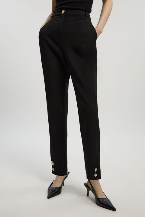 Petite Military Straight Leg Trousers
