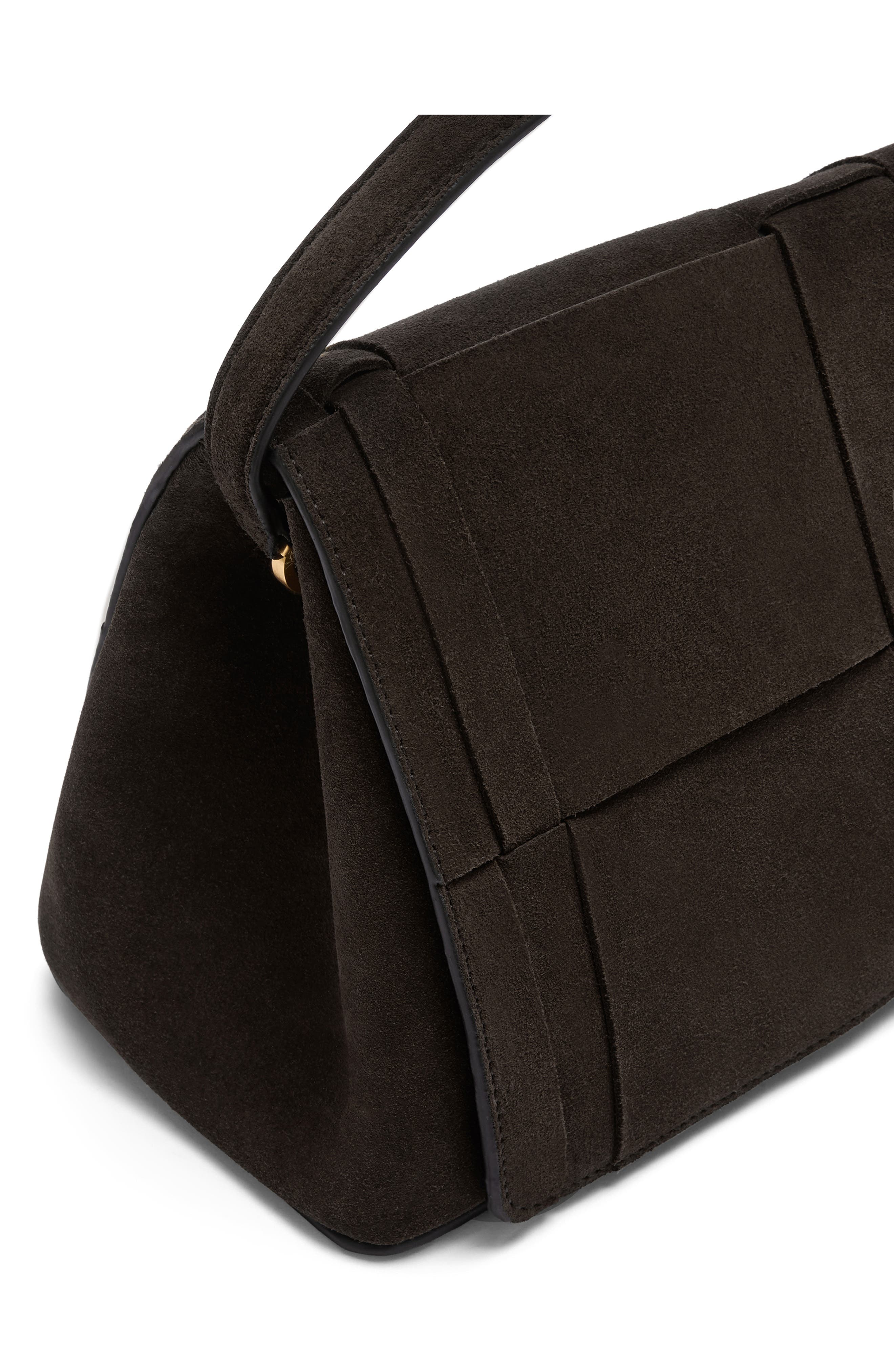 N134 The Florence Woven Suede Top Handle Bag, Alternate, color, DARK CHOCOLATE