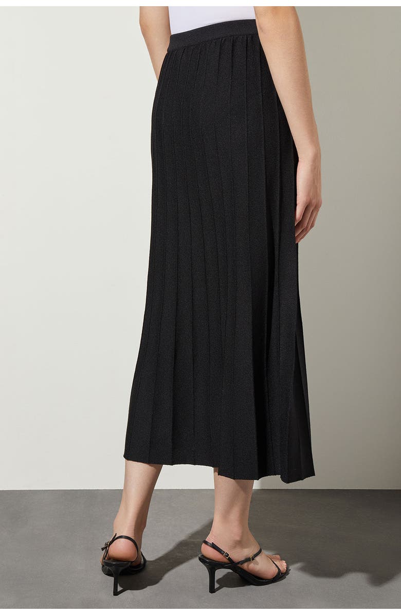 Ming Wang Pleated Soft Knit Maxi Skirt, Alternate, color, Black