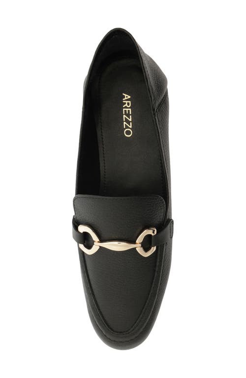 Arezzo Emma Loafer Womens Buckle Leather Loafers In Black Leather