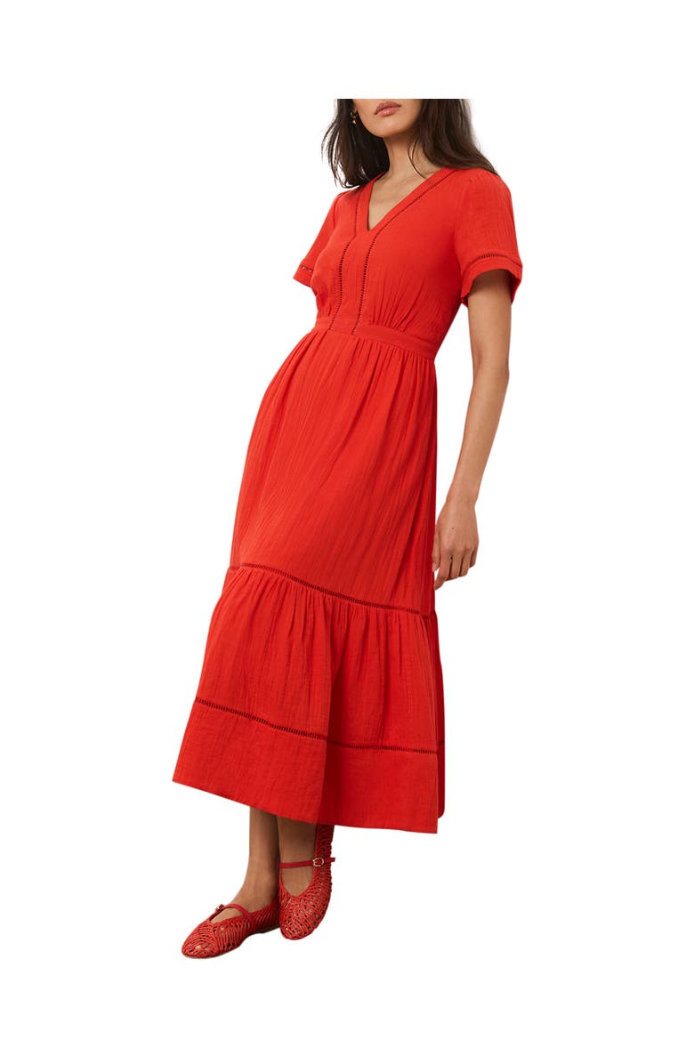 MINT VELVET Cotton Cheesecloth Midi Dress, Main, color, Red
