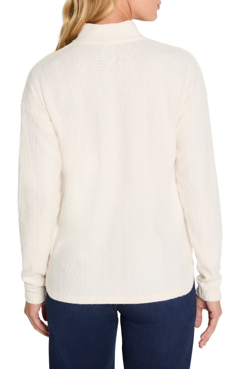 NIC+ZOE Cable Textured Knit Top, Alternate, color, Classic Cream