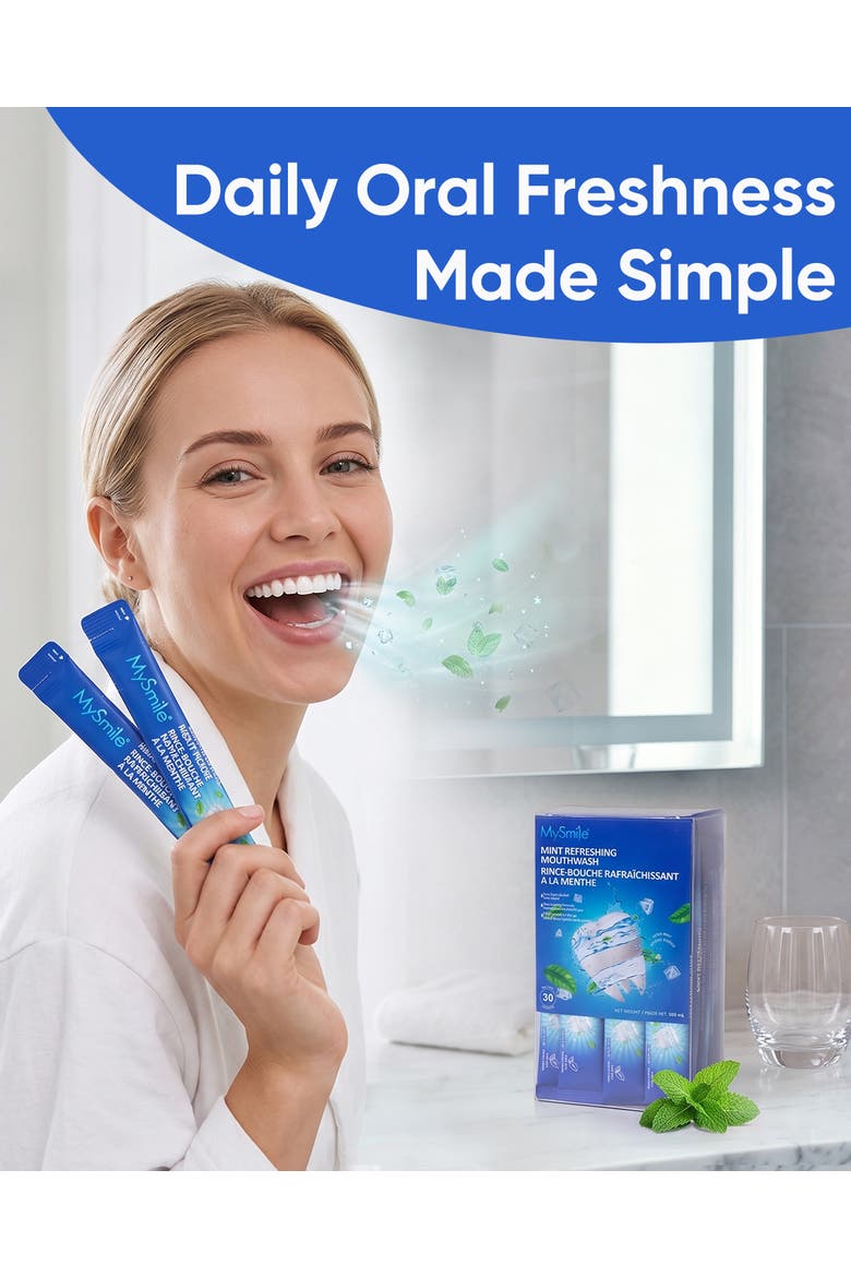 Travel-Friendly Alcohol-Free Mouthwash in Fresh Mint, Alternate, color, Blue