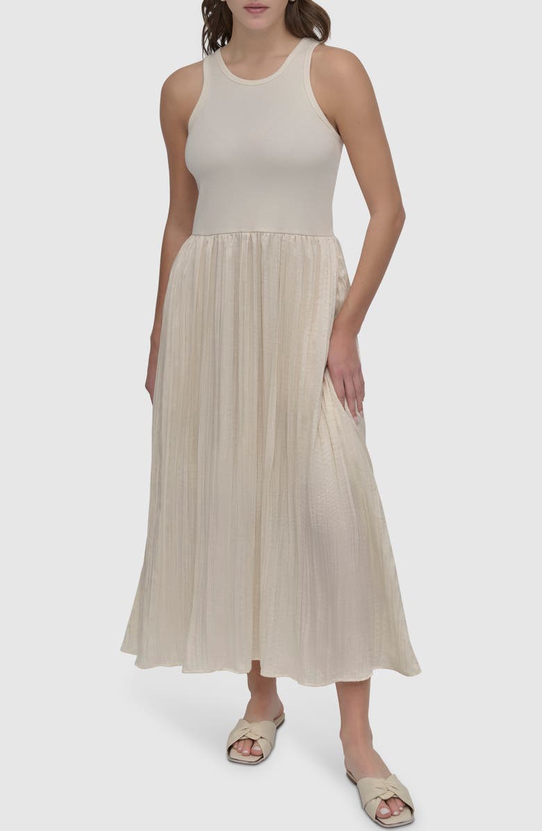 DKNY Mixed Media Maxi Dress, Alternate, color, Coconut/Coconut