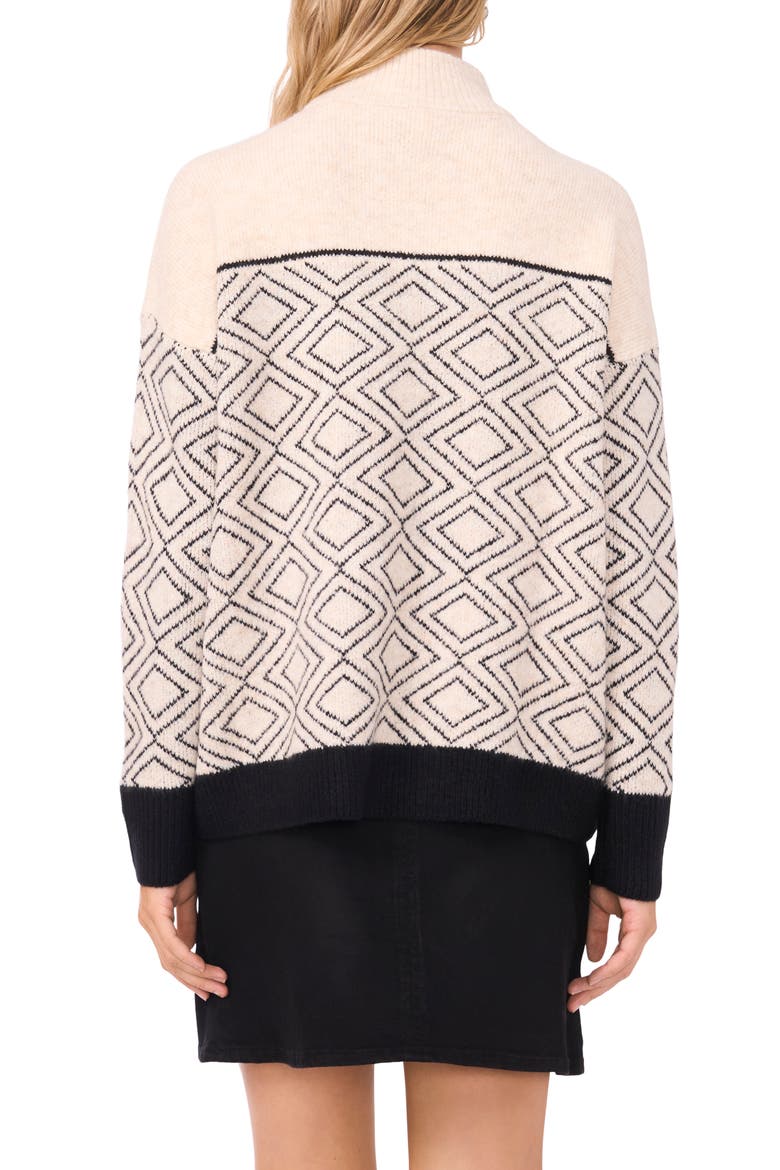 Diamond Motif Mock Neck Sweater, Alternate, color, MALTED