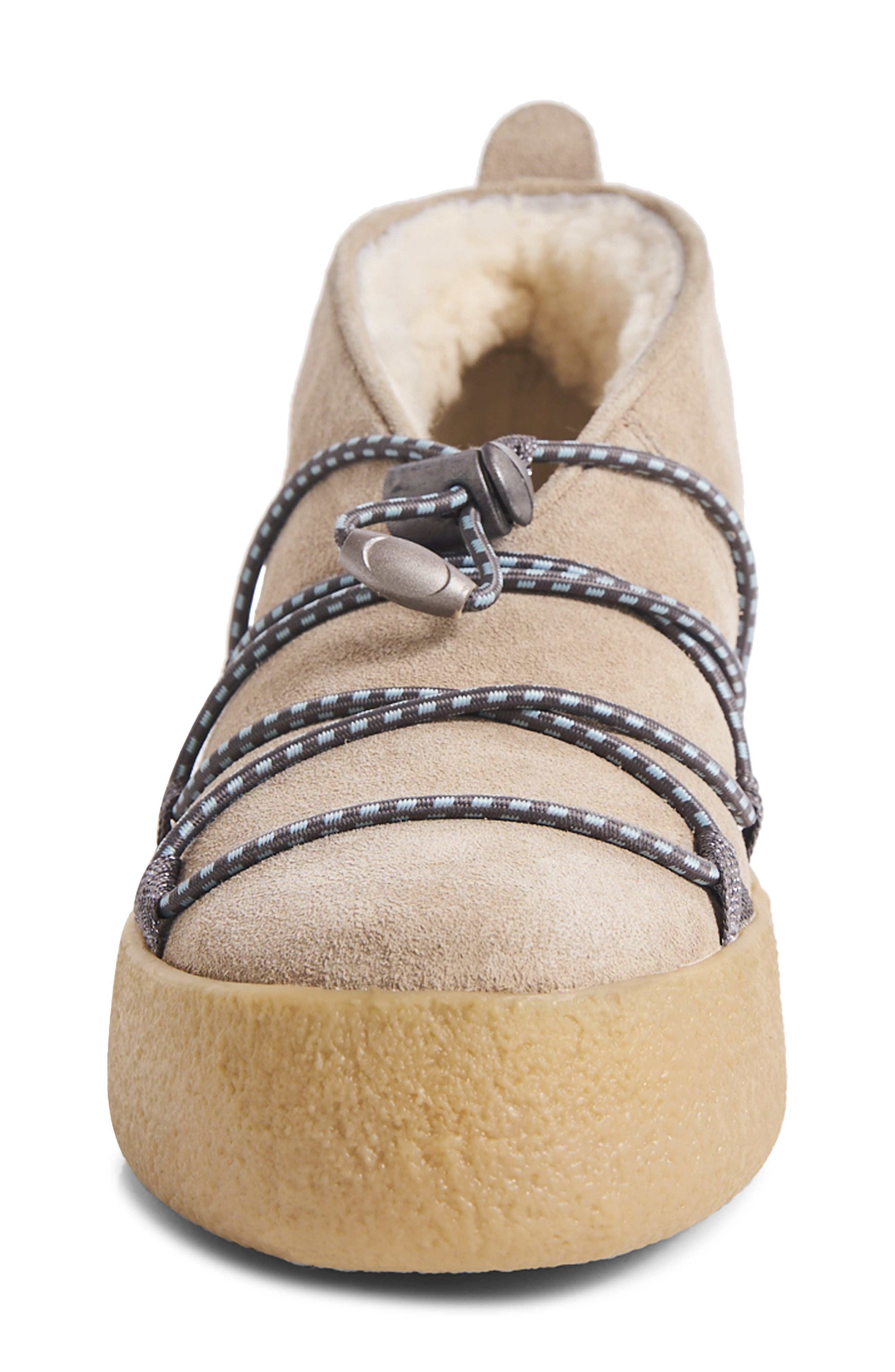 Free People Snowdrop Micro Genuine Shearling Boot, Alternate, color, Dust Bunny Suede