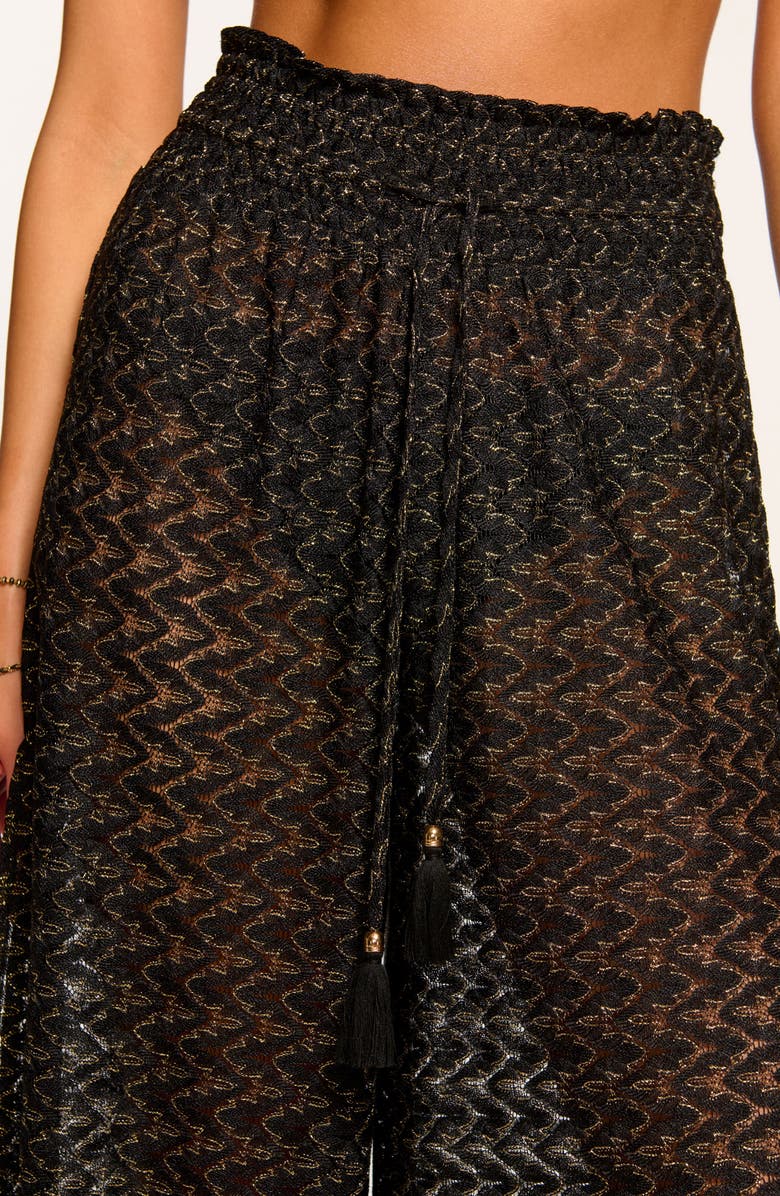 Ramy Brook Gloria High Waist Wide Leg Cover-Up Pants, Alternate, color, Black/Gold Zig Zag