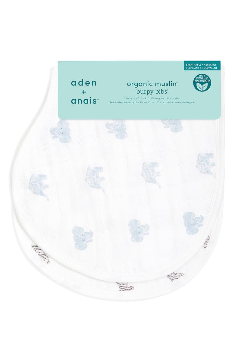 aden + anais 2-Pack Organic Cotton Burpy Bibs, Alternate, color, Animal Kingdom
