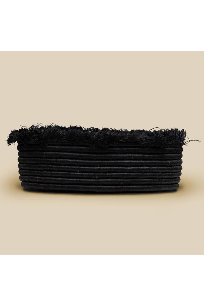 Raffia Fringe Bowl, Main, color, Black