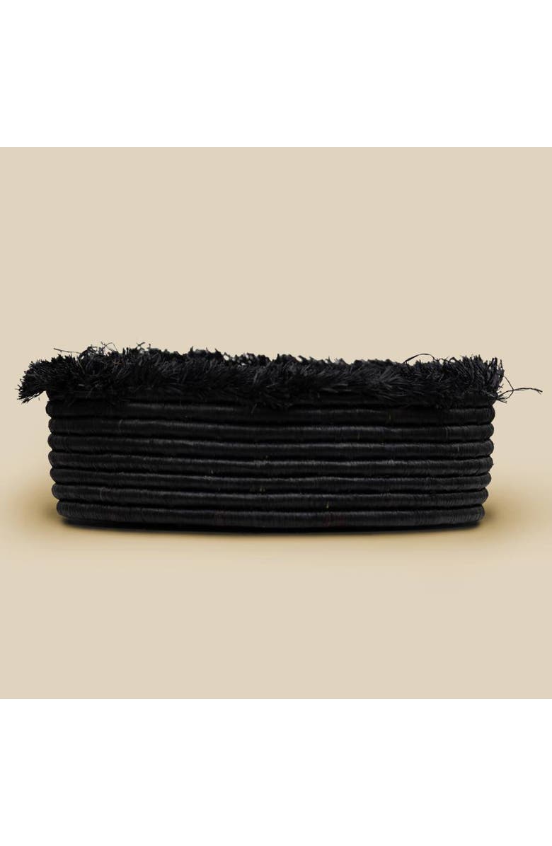 indego africa Raffia Fringe Bowl, Main, color, Black
