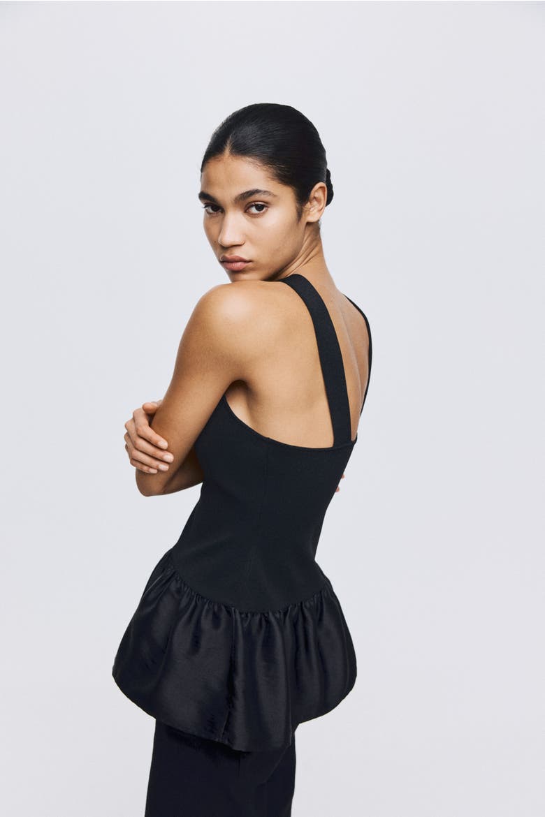Bow-detail Top, Alternate, color, Black