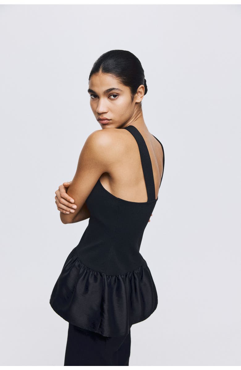 H&M Bow-detail Top, Alternate, color, Black