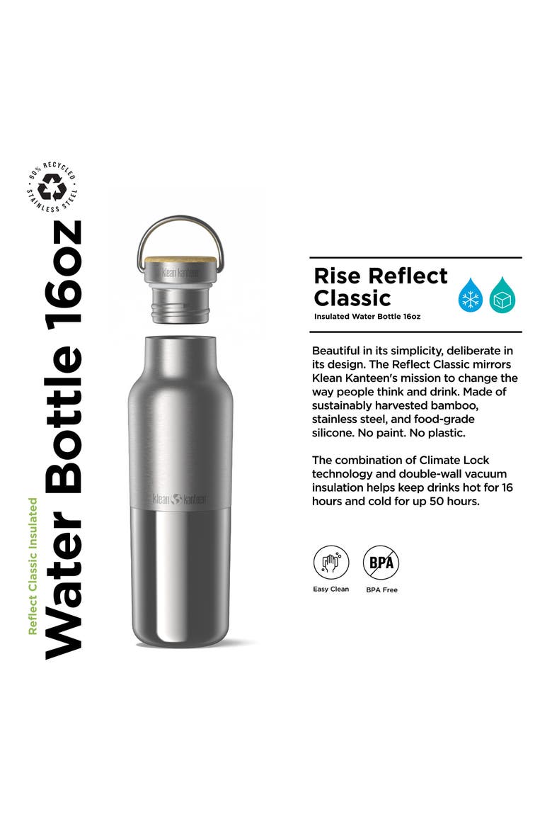 16oz Everyday Insulated Water Bottle with Wooden Cap, Alternate, color, Silver