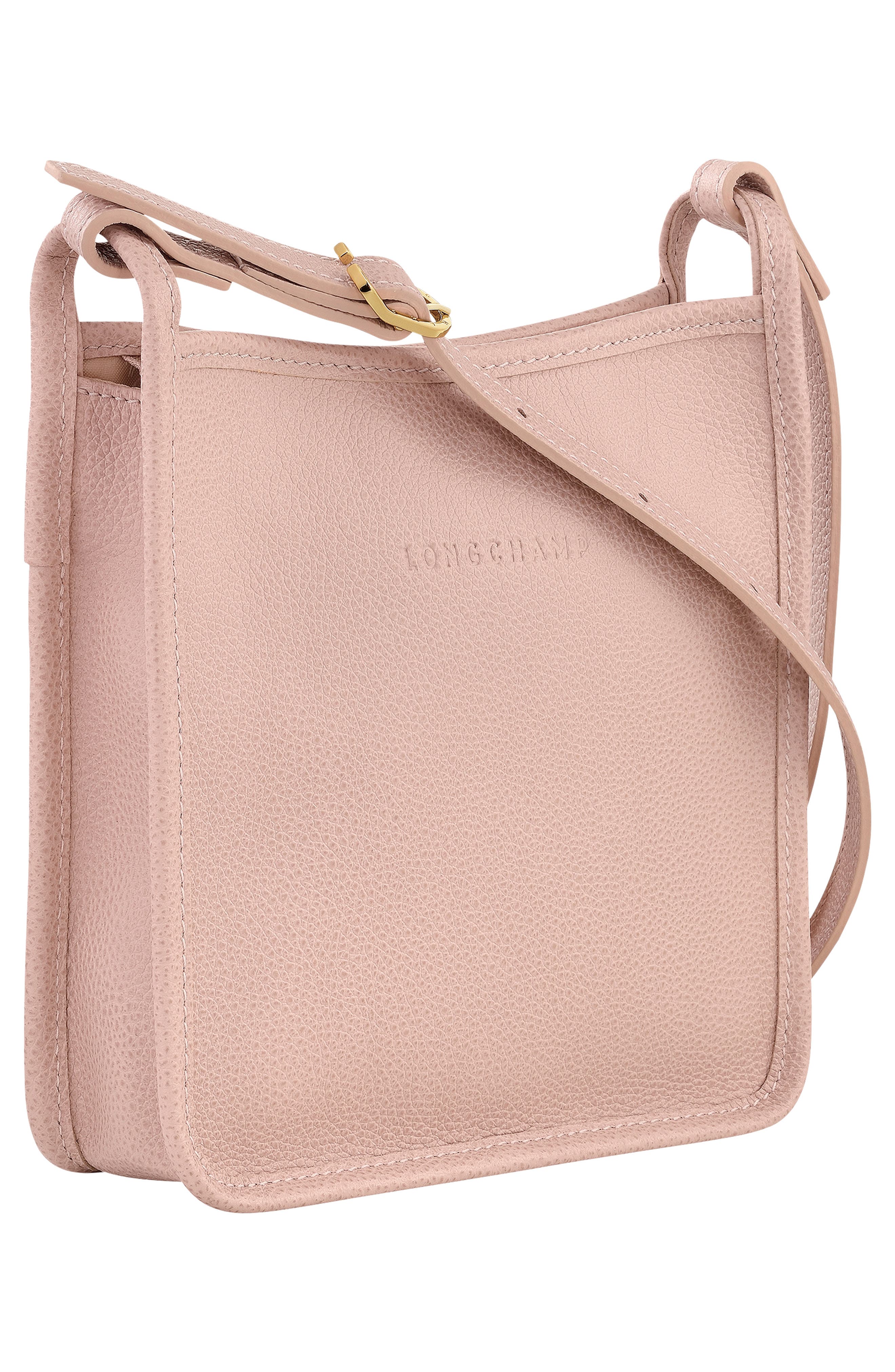 Longchamp Small Le Foulonné Leather Crossbody Bag, Alternate, color, Beige