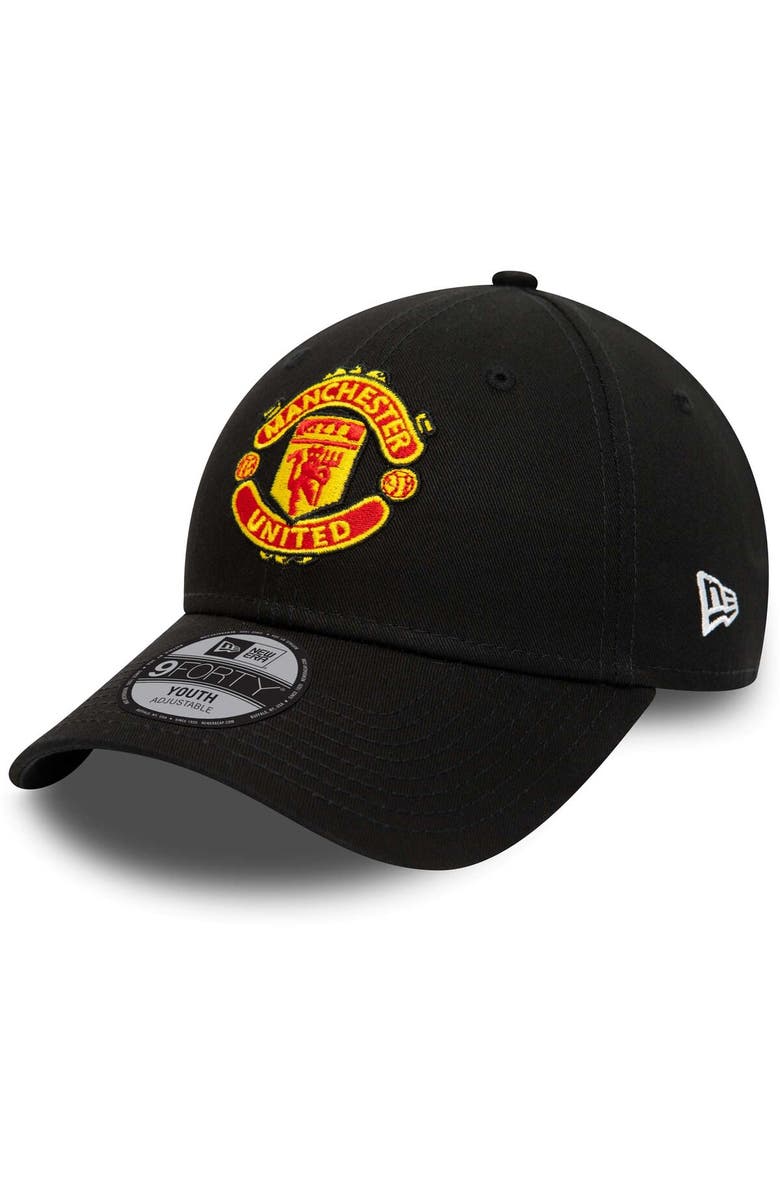 New Era Youth New Era Black Manchester United Core 9FORTY Adjustable Hat, Main, color, 