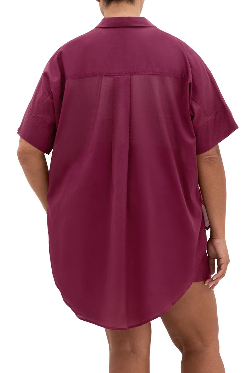 City Chic Oversize Longline Cotton Button-Up Shirt, Alternate, color, 