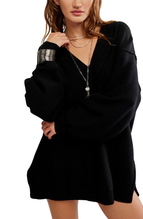 Free People Chelsea V-neck Tunic Sweater In Black