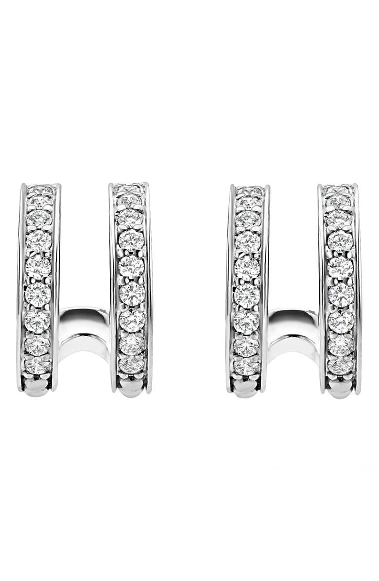 LAGOS Caviar Spark Linear Diamond Double Row Hoop Earrings, Alternate, color, 